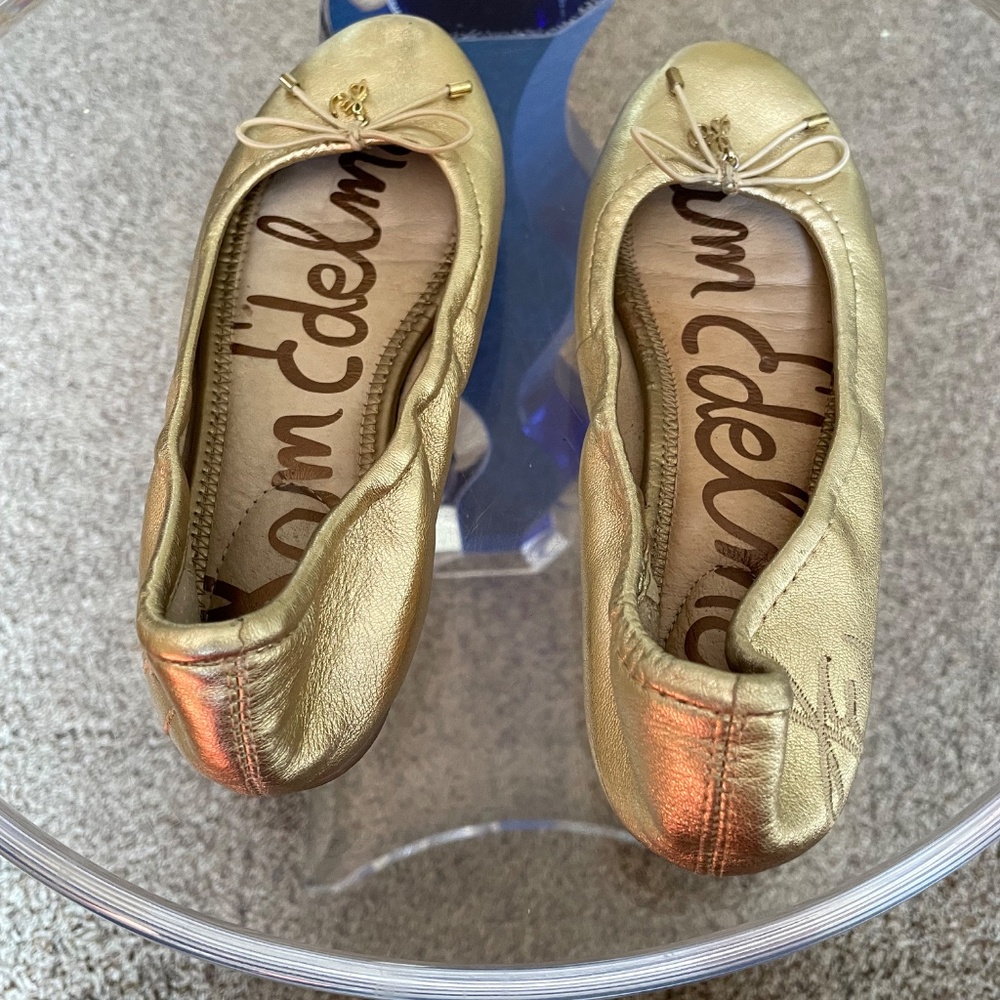 Used Sam Edelman Gold Ballet Flats - Picture 4 of 5